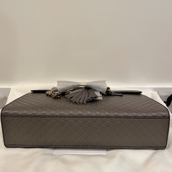 GUCCI 449635 Microguccissima Medium Emily Chain Shoulder Bag Grey - Picture 9 of 12